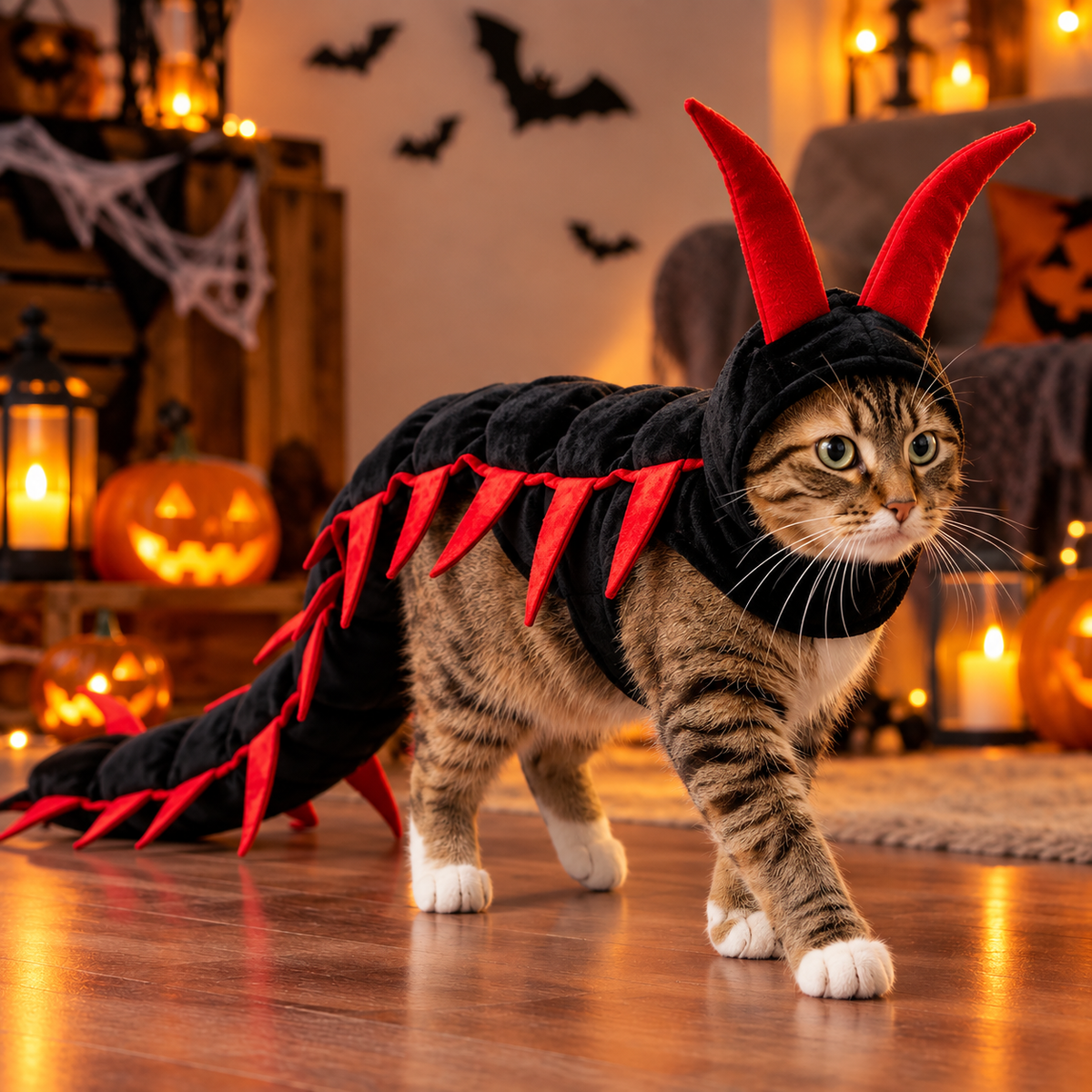 Halloween Centipede Pet Costume – Funny Insect Cape for Cats and Small Dogs